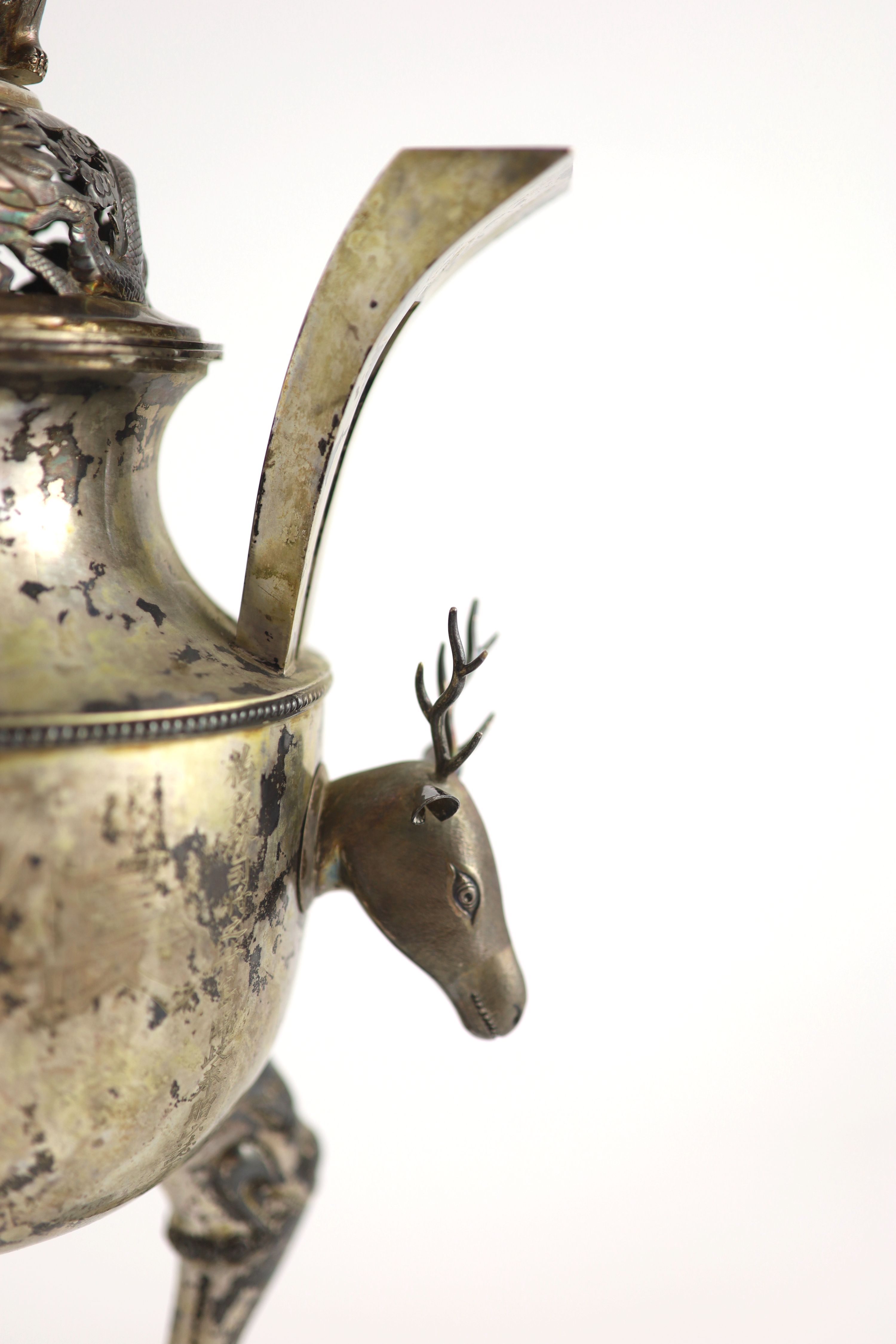 An early 20th century Chinese Export silver two handled koro and cover